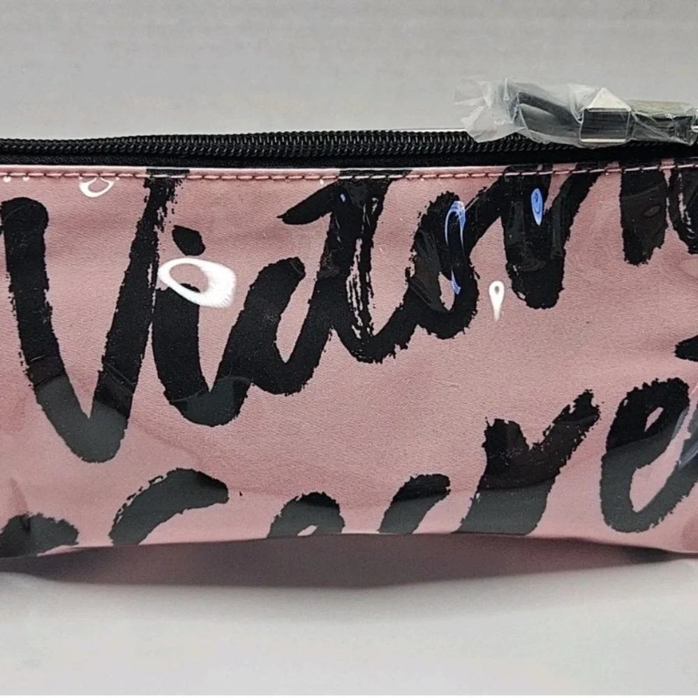 Victoria's Secret Pink and Black Graphic Makeup Pouch - Picture 3 of 8